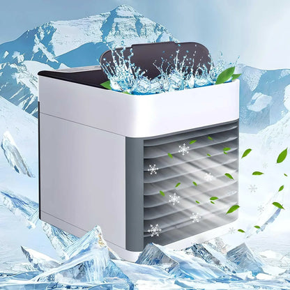 Ultra Mini Air Cooler, Portable USB Room Cooler, Desktop Cooling Fan with Water Tank, 3 Speed Models, LED Night Light, Mini Cooler For Home, Travel and Office