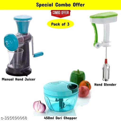Combo of Fruit and Vegetable Chopper| Manual Hand Blender | Packing of 3